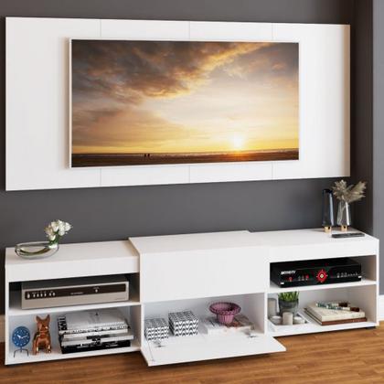Imagem de Rack com Painel para TV Até 60 Polegadas Roma 1 Porta 2 Prateleiras Branco - Panorama Móveis