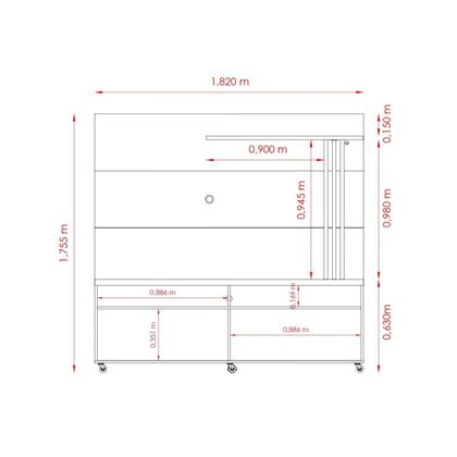 Imagem de Rack com Painel para Tv até 65 Polegadas 2 Portas 2 Nichos 182cm Frizz