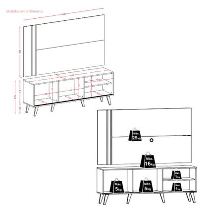 Imagem de Rack com Painel para TV até 65 Polegadas 2 Portas Cronos Madetec