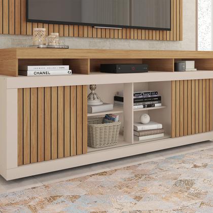 Imagem de Rack com Painel para TV Até 65 Polegadas com Ripado Esmeralda