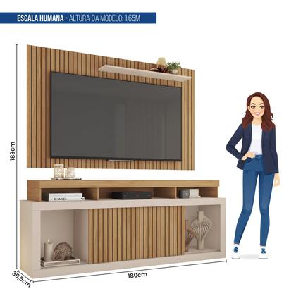 Imagem de Rack com Painel para TV Até 65 Polegadas com Ripado Esmeralda