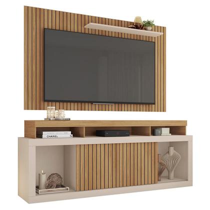 Rack Com Painel Para TV até 65 Polegadas Life Marrom Caemmun Imagem de Rack Com Painel Para TV até 65 Polegadas Life Marrom Caemmun