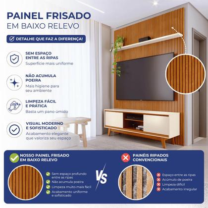 Imagem de Rack com Painel para TV até 65 Polegadas MDF 179CMX244CM Frisado Milo Marrom