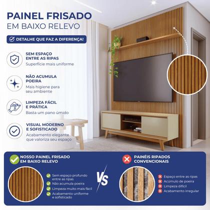 Imagem de Rack com Painel para TV até 65 Polegadas MDF 179CMX303CM Frisado Milo Marrom