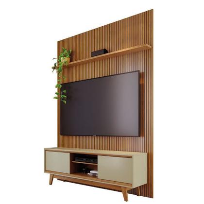 Imagem de Rack com Painel para TV até 65 Polegadas MDF 179CMX303CM Frisado Milo Marrom