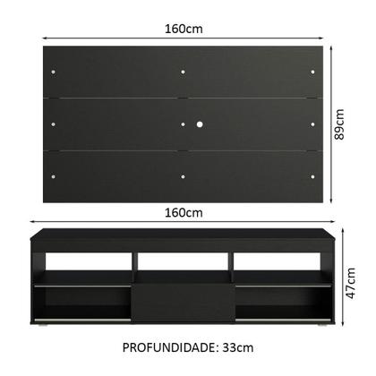 Imagem de Rack com Painel para TV até 65 Polegadas Preto Orlando Madesa