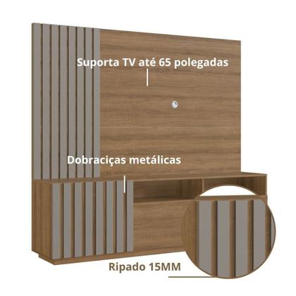 Imagem de Rack com Painel Para Tv até 65 Polegadas Ripado 180cm