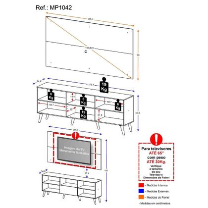 Imagem de Rack com Painel para TV até 65 Retrô Flórida Up Preto Multimóveis MP1042