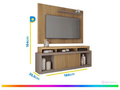 Imagem de Rack com Painel para TV até 70 Polegadas Aegon Buriti/Fendi - Caemmun