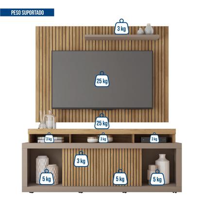 Imagem de Rack com Painel para TV até 70 Polegadas MDF 224cmx224cm Valença