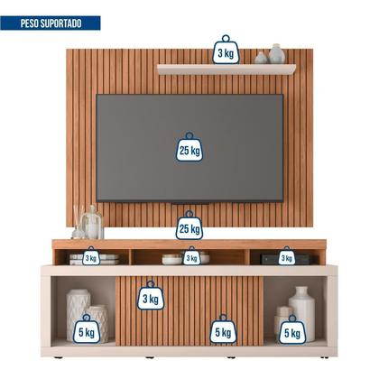 Imagem de Rack com Painel para TV até 70 Polegadas MDF 224CMX224CM Valença Marrom