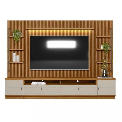Imagem de Rack com Painel para TV até 75 Polegadas 2 Portas 2 Gavetas Ouro Preto Linea Brasil