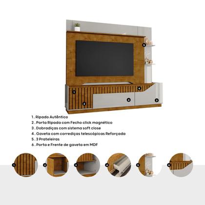 Imagem de Rack com Painel para TV até 75 Polegadas com 2 Portas e 1 Gaveta Multimóveis CR45276