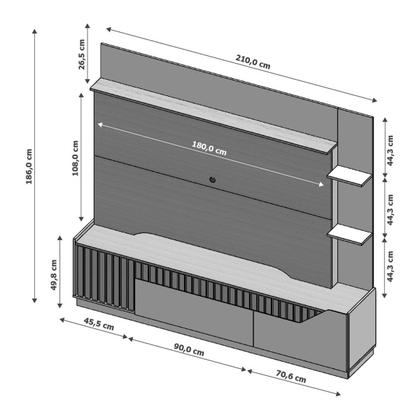 Imagem de Rack com Painel para TV até 75 Polegadas com 2 Portas e 1 Gaveta Multimóveis CR45276