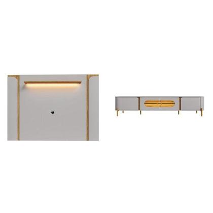 Imagem de Rack com Painel para TV até 75 Polegadas com LED 180CMX193CM Tvs 2 Portas Off-White Cinamomo Bege