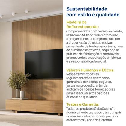 Imagem de Rack com Painel para Tv até 75 Polegadas Liso 200x250cm Aruá Cabecasa Madeiraoriginals