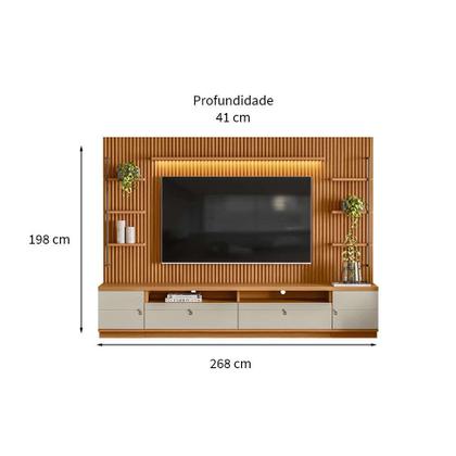 Imagem de Rack com Painel para TV até 75 Polegadas Ouro Preto 2 PT 2 GV Nature e Off White