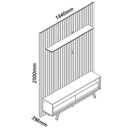 Imagem de Rack com Painel para TV até 75 Polegadas Ripado Led com Pés 184cm Nobre 100% MDF