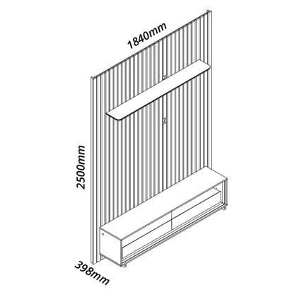 Imagem de Rack com Painel para TV até 75 Polegadas Ripado Led com Rodízios 184cm Nobre 100% MDF