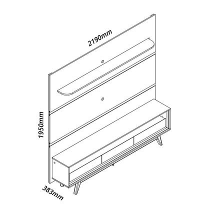 Imagem de Rack com Painel para Tv até 90 Polegadas Led 3 Gavetas com Pés Madeira 220cm Royal/requinte 100% MDF