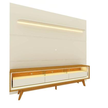 Imagem de Rack com Painel para Tv até 90 Polegadas Led 3 Gavetas com Pés Madeira 220cm Royal/requinte 100% MDF