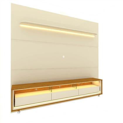 Imagem de Rack com Painel para Tv até 90 Polegadas Led 3 Gavetas com Rodízios 220cm Royal/requinte 100% MDF