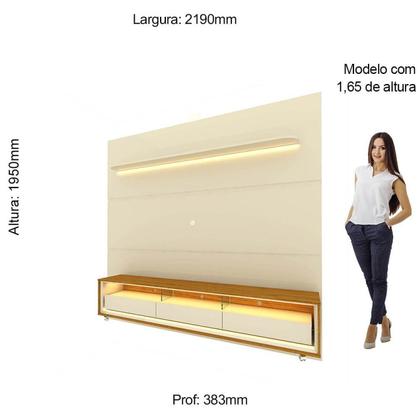Imagem de Rack com Painel para Tv até 90 Polegadas Led 3 Gavetas com Rodízios 220cm Royal/requinte 100% MDF