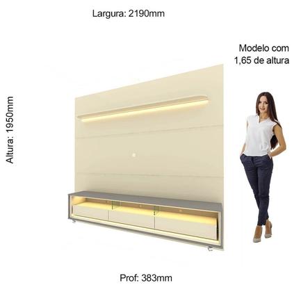 Imagem de Rack com Painel para Tv até 90 Polegadas Led 3 Gavetas com Rodízios 220cm Royal/requinte 100% MDF