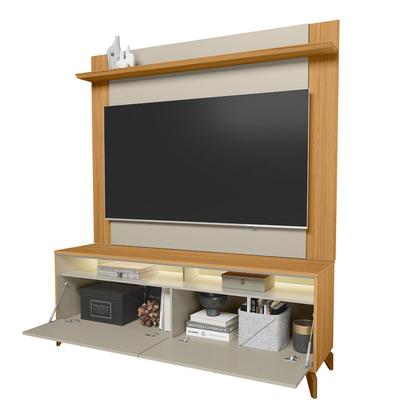 Imagem de Rack com Painel Pra TV Até 55 Polegadas Dubai 2 Portas 1 Prateleira com Led Tauri/Off White Fosco - Linea Brasil