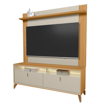 Imagem de Rack com Painel Pra TV Até 55 Polegadas Dubai 2 Portas 1 Prateleira com Led Tauri/Off White Fosco - Linea Brasil