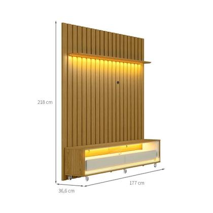 Rack com Painel Ripado até 70 Polegadas Sintra com LED 2 GV Cedro e Off White Alt 218 Larg 177 cm - Modern Imagem de Rack com Painel Ripado até 70 Polegadas Sintra com LED 2 GV Cedro e Off White Alt 218 Larg 177 cm