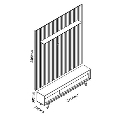 Imagem de Rack com Painel Ripado com Led Nobre 2.3 Azul Royal com Off White - Gelius Móveis