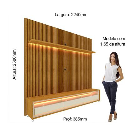 Imagem de Rack com Painel Ripado Impressão Ripada para TV até 90 Polegadas com LED com Rodízios Requinte 220cm 100% MDF