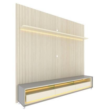 Imagem de Rack com Painel Ripado Impressão Ripada para TV até 90 Polegadas com LED com Rodízios Requinte 220cm 100% MDF