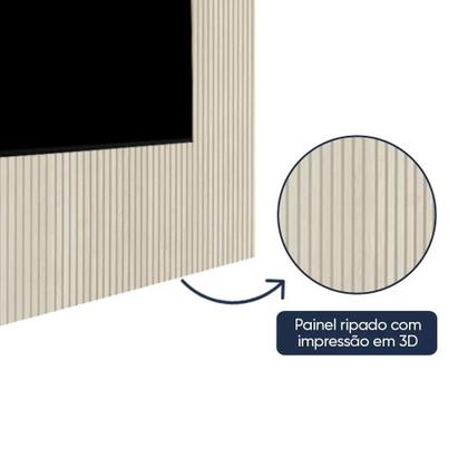 Imagem de Rack com Painel Ripado Impressão Ripada para TV até 90 Polegadas com LED com Rodízios Requinte 220cm 100% MDF