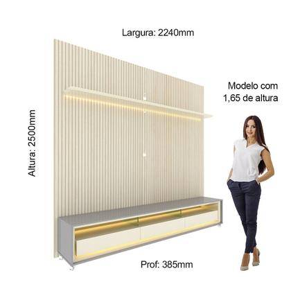 Imagem de Rack com Painel Ripado Impressão Ripada para TV até 90 Polegadas com LED com Rodízios Requinte 220cm 100% MDF