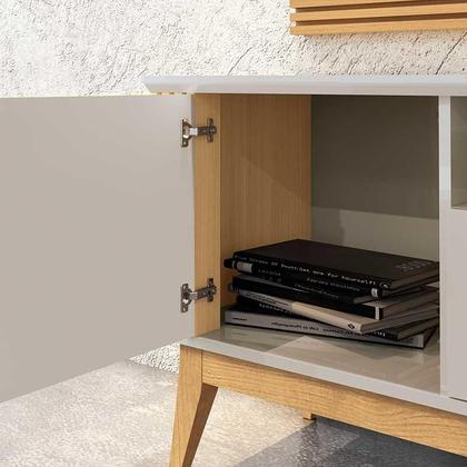 Rack Com Painel Ripado Para TV 75 Pol Brunt 1.8 EAX Móveis Fendi/Freijo ...
