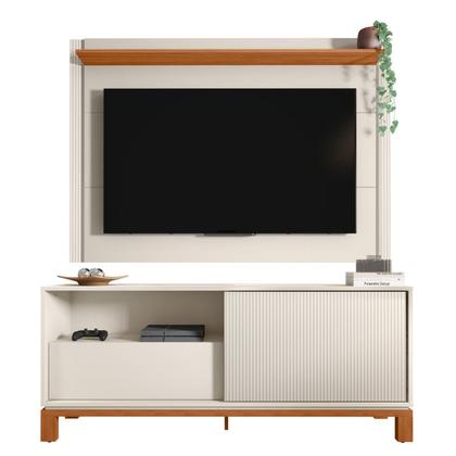 Imagem de Rack com Painel Ripado para TV até 55 Polegadas 150CMX108CM Mondrian Off White Freijó
