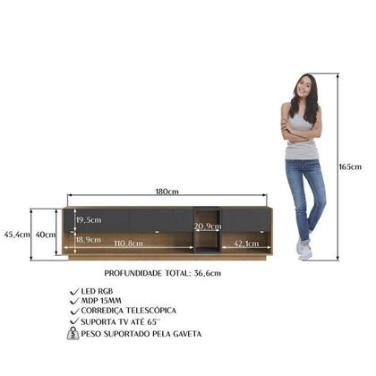 Imagem de Rack com Painel Ripado para Tv até 75 Polegadas Liverpool Ra8001 com Led e Impressão Ripada 3d