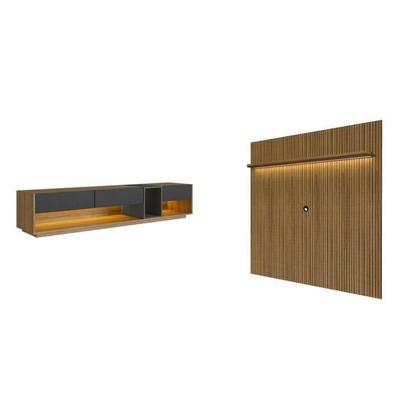 Imagem de Rack com Painel Ripado para Tv até 75 Polegadas Liverpool Ra8001 com Led e Impressão Ripada 3d