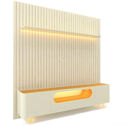 Imagem de Rack com Painel Ripado para TV até 90 Polegadas 1 Gaveta 2 Portas 230cm Nobre 100% MDF