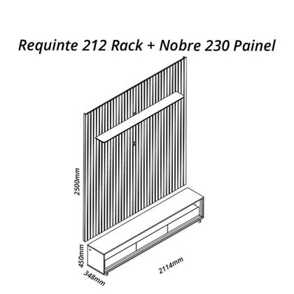 Imagem de Rack com Painel Ripado para TV até 90 Polegadas LED 3 Gavetas com Rodízios 230cm 100% MDF