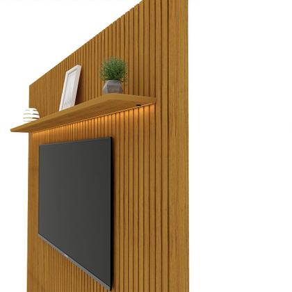 Rack com Painel Ripado para TV até 90 Polegadas LED 3 Gavetas com Rodízios 230cm Gelius Naturale 100% MDF - Gelius Móveis Imagem de Rack com Painel Ripado para TV até 90 Polegadas LED 3 Gavetas com Rodízios 230cm Gelius Naturale 100% MDF