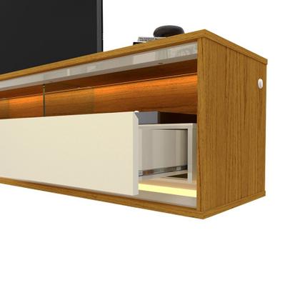 Rack com Painel Ripado para TV até 90 Polegadas LED 3 Gavetas com Rodízios 230cm Gelius Naturale 100% MDF - Gelius Móveis Imagem de Rack com Painel Ripado para TV até 90 Polegadas LED 3 Gavetas com Rodízios 230cm Gelius Naturale 100% MDF