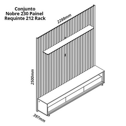 Imagem de Rack com Painel Ripado para Tv até 90 Polegadas Led 3 Gavetas com Rodízios 230cm Naturale 100% MDF