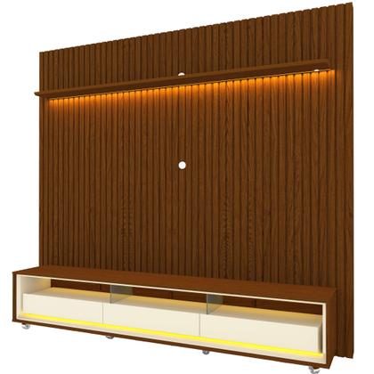 Imagem de Rack com Painel Ripado para Tv até 90 Polegadas Led 3 Gavetas com Rodízios 230cm Naturale 100% MDF