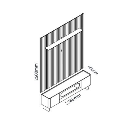 Imagem de Rack com Painel Ripado TV até 90 Polegadas 1 Gaveta 2 Portas LED 230cm Nobre 100% MDF