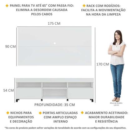 Imagem de Rack com Painel TV 65" com Rodízios Londres Multimóveis V3335