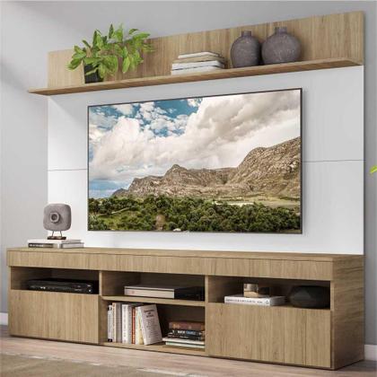 Imagem de Rack com Painel TV 65" Madri Multimóveis e Prateleira Rustic/Branco