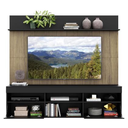 Imagem de Rack com Painel TV 65" Madri Multimóveis Preto/Rustic e Prateleira Preta